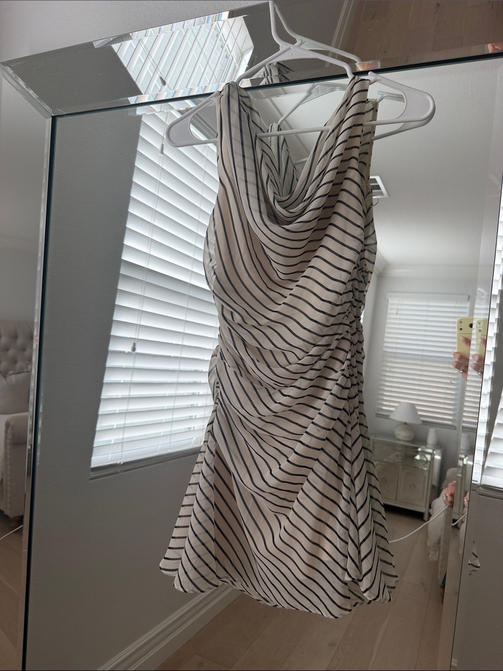 Abercrombie & Fitch Striped Cowl Neck Mini Dress - White and Black
